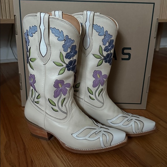 Tecovas Shoes - Tecovas Sadie Bone Floral Meadow Cowgirl Boots 8.5